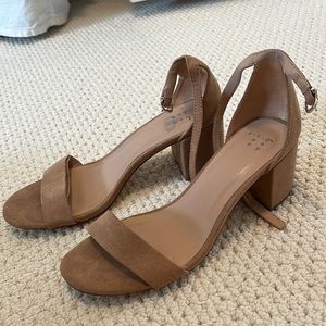 Taupe suede low heel sandal size 6.5